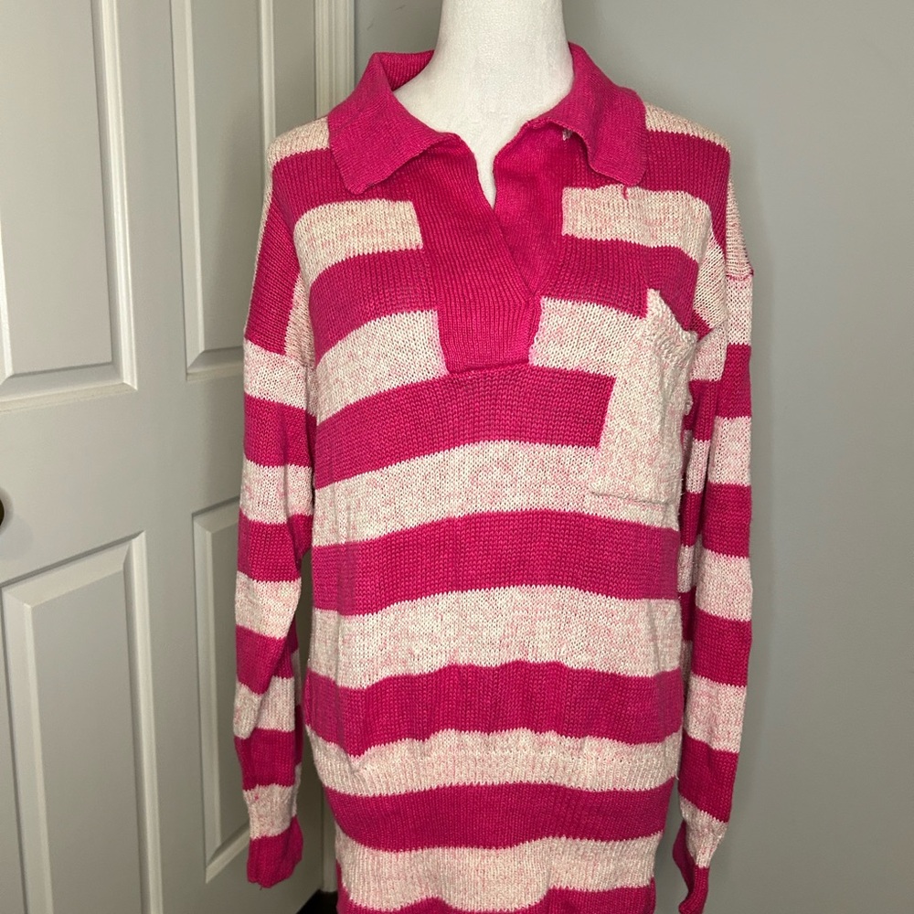 Vintage Diane Von Furstenberg Striped Collared Sweater